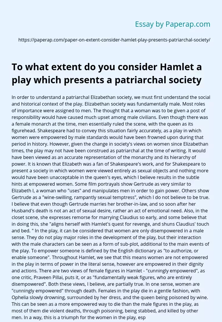 Elizabethan society in Hamlet