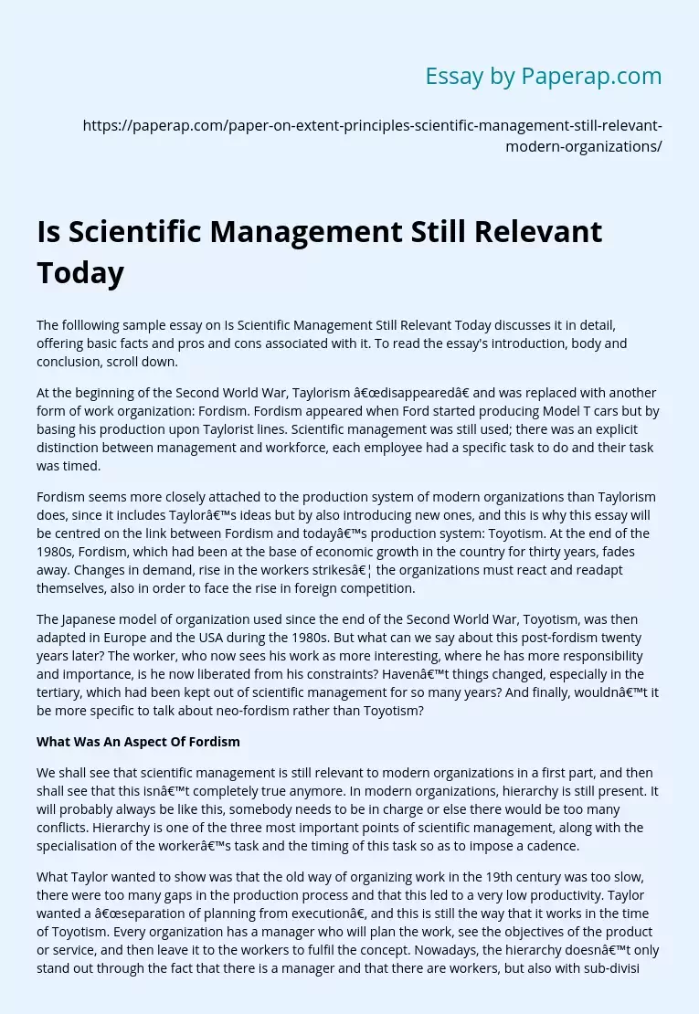 Is Scientific Management Still Relevant Today