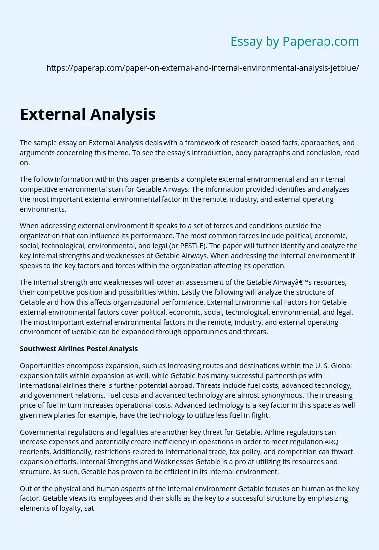 External Analysis