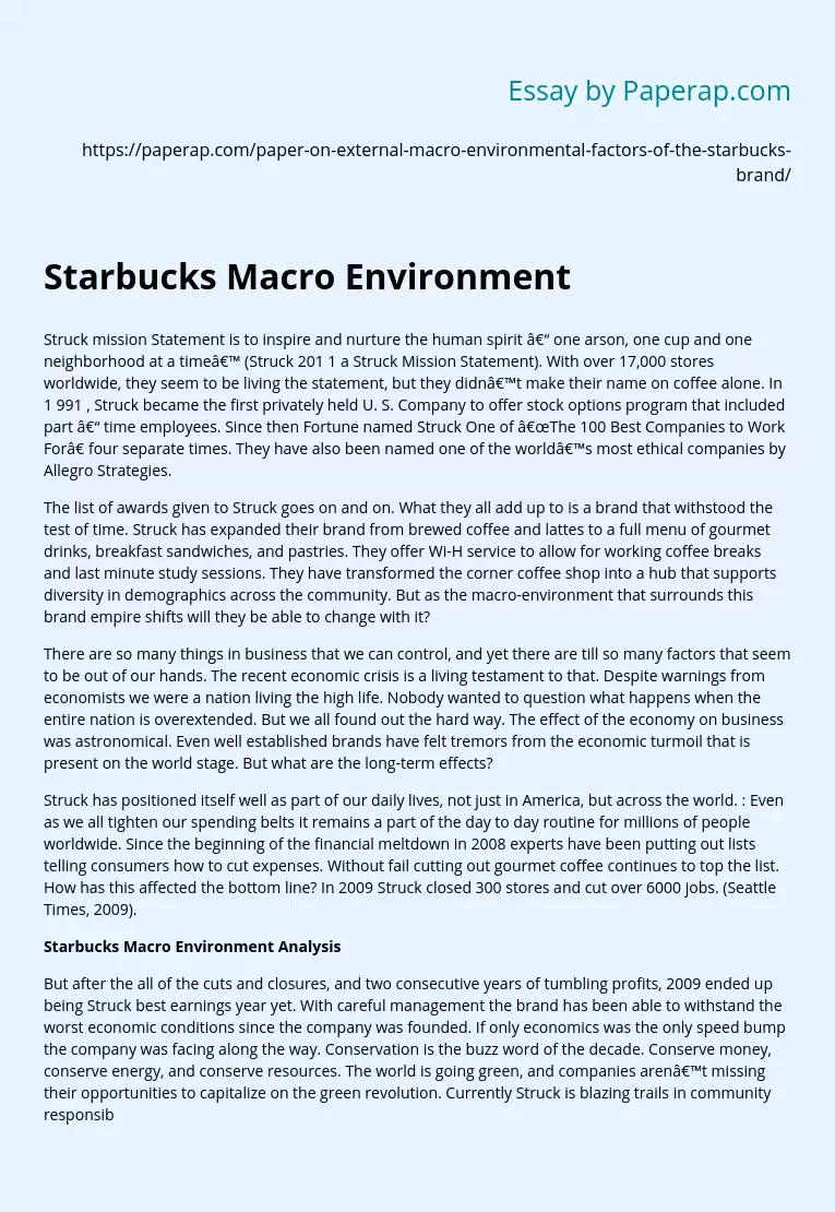 Starbucks Macro Environment