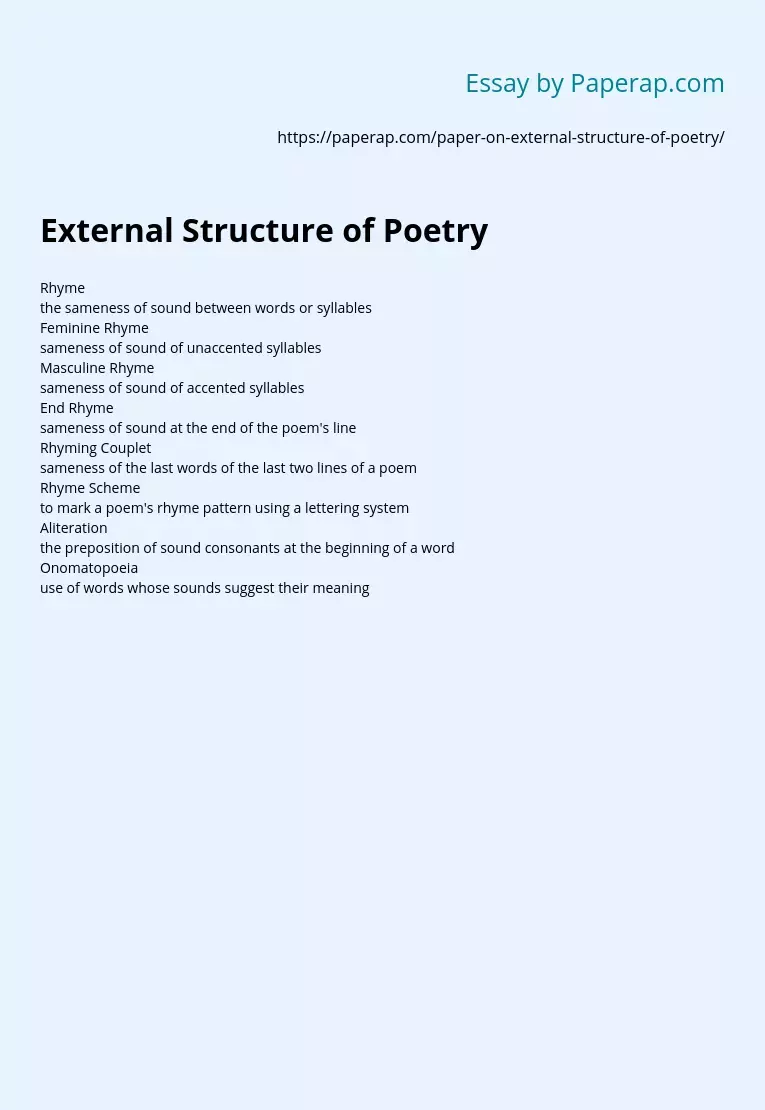 External Structure of Poetry