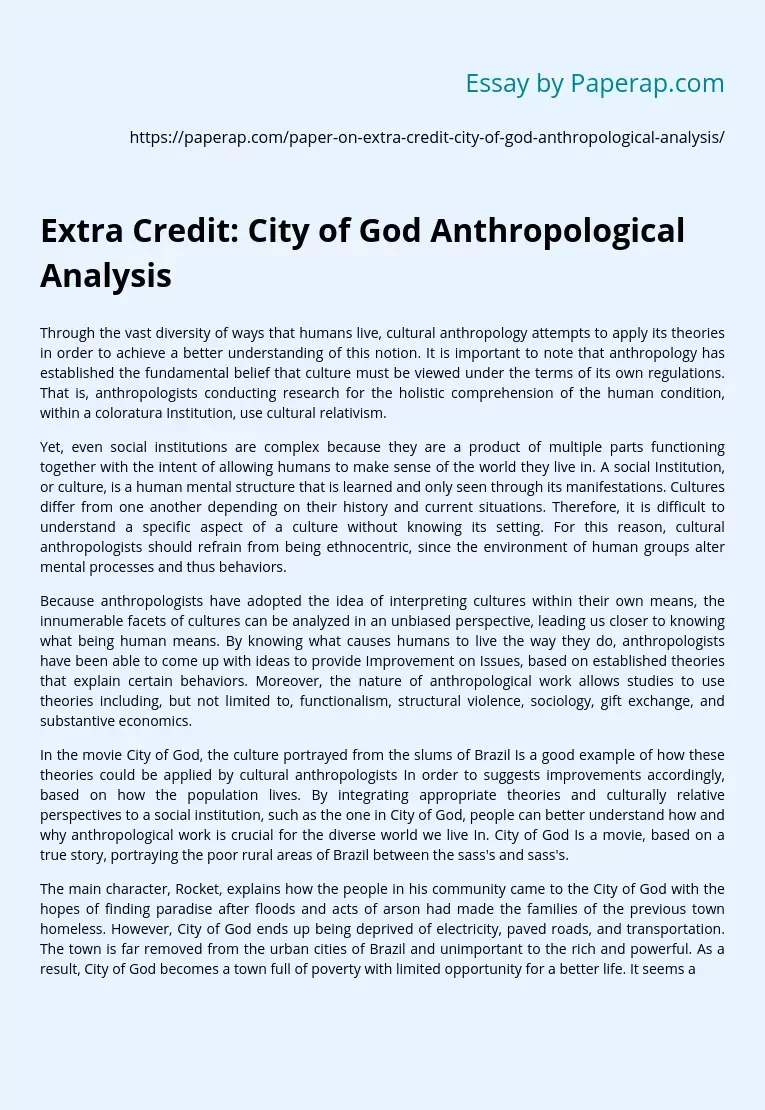 City of God Anthropological Analysis