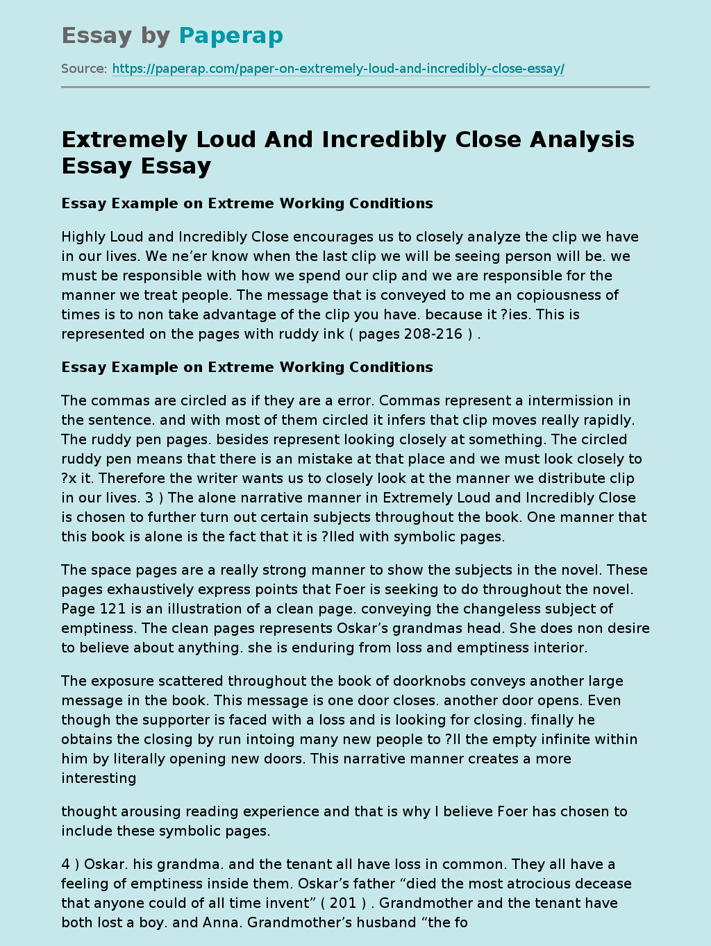 Extremely Loud And Incredibly Close Analysis Essay