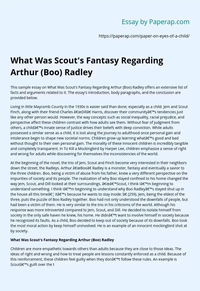 What Was Scout's Fantasy Regarding Arthur (Boo) Radley