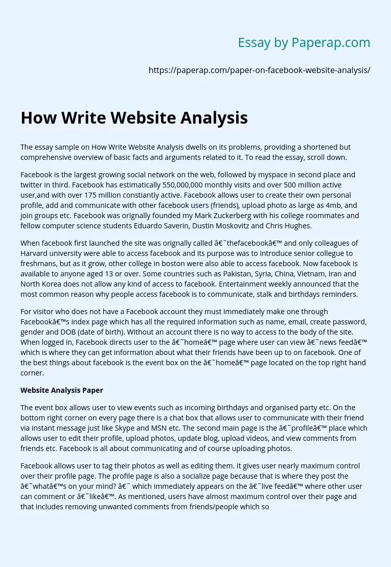 How Write Website Analysis