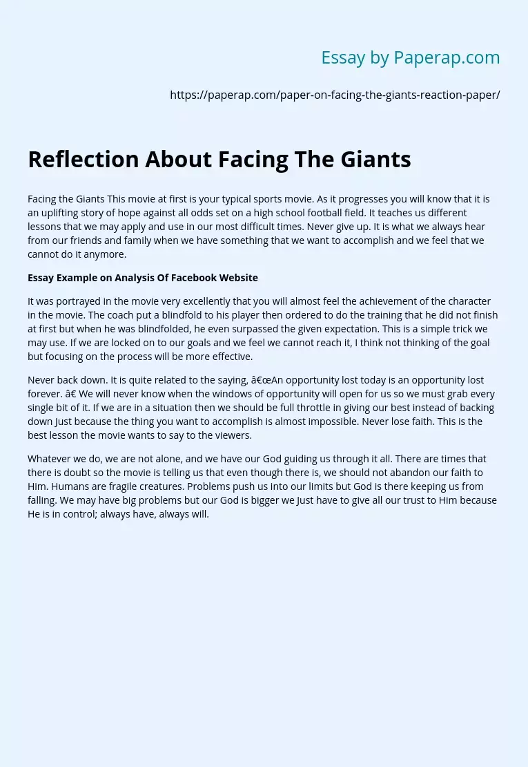 Reflection About Facing The Giants