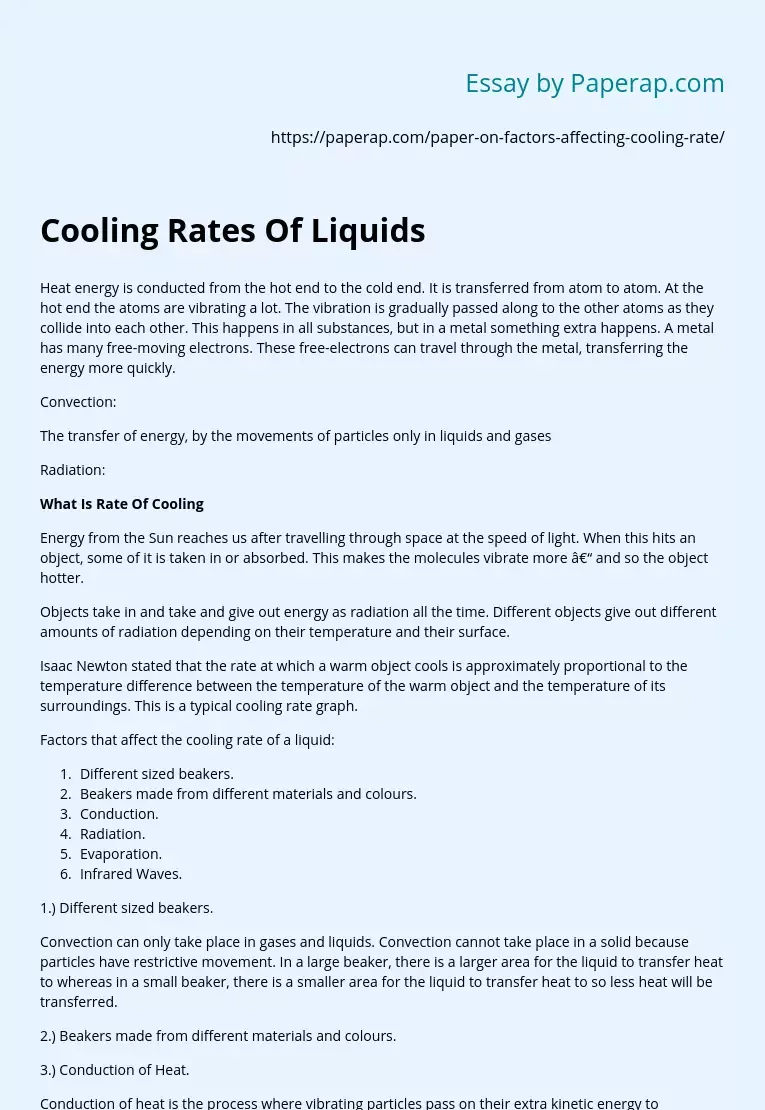 Cooling Rates Of Liquids