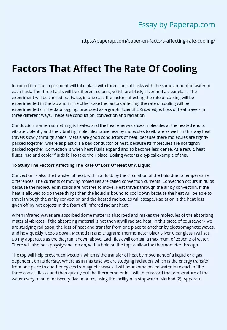 Factors That Affect The Rate Of Cooling