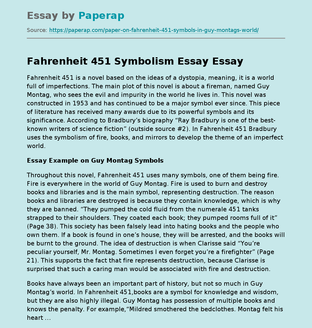 Fahrenheit 451 Symbolism Essay