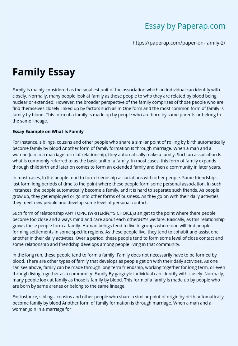 What Is Family Essay