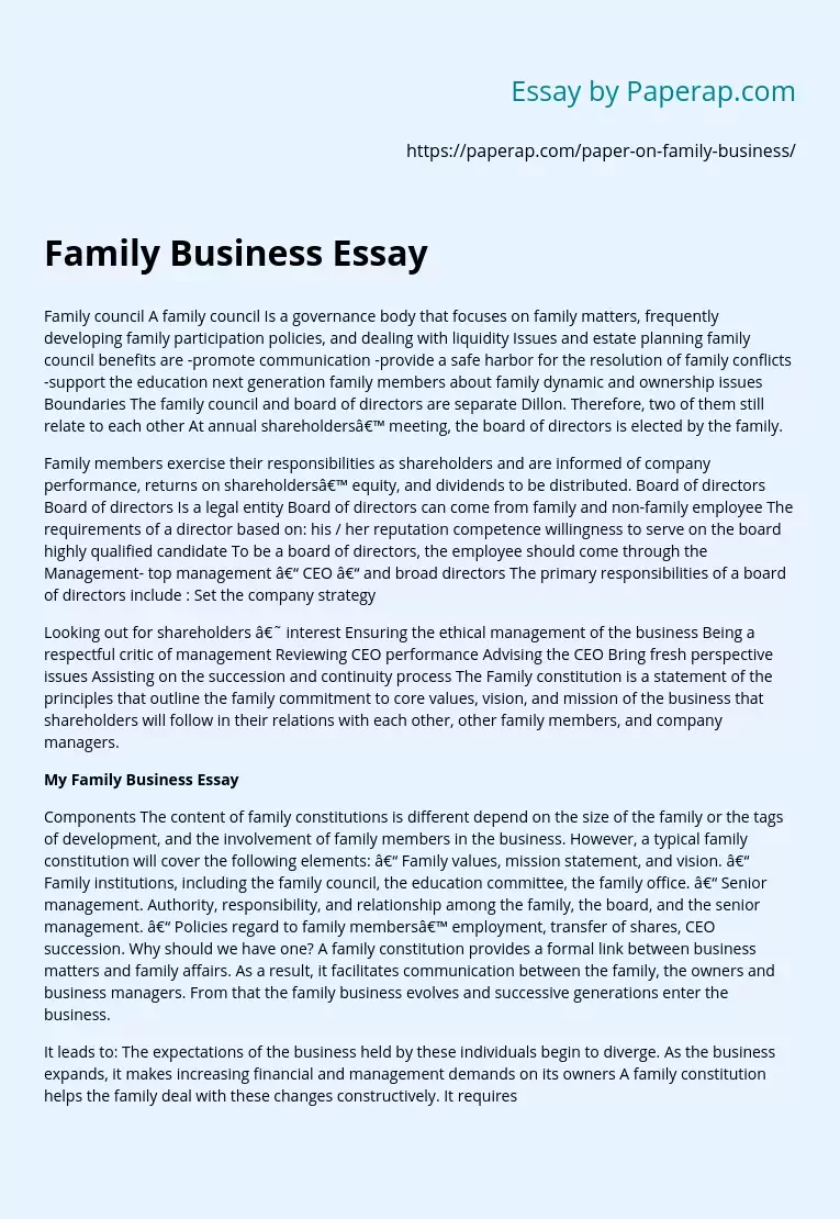Family Business Essay