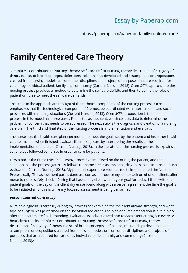 Family Centered Care Theory