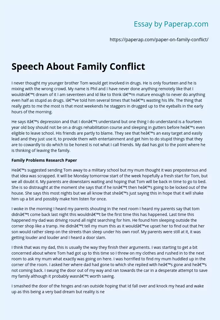 Speech About Family Conflict
