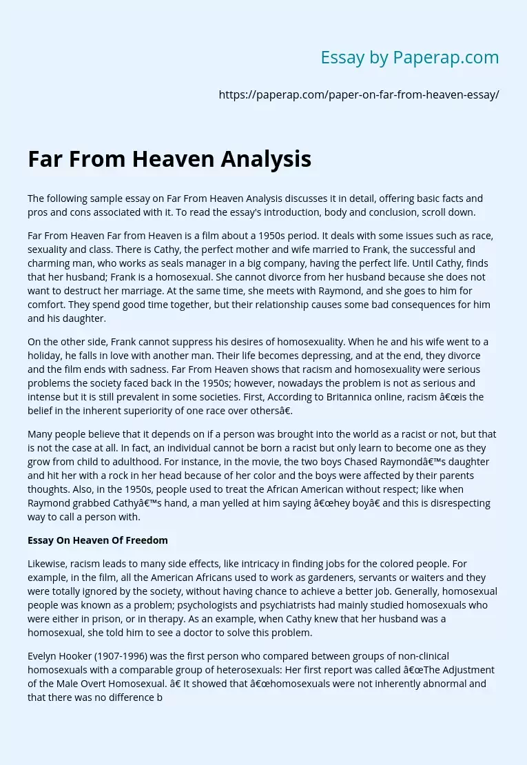 Far From Heaven Analysis