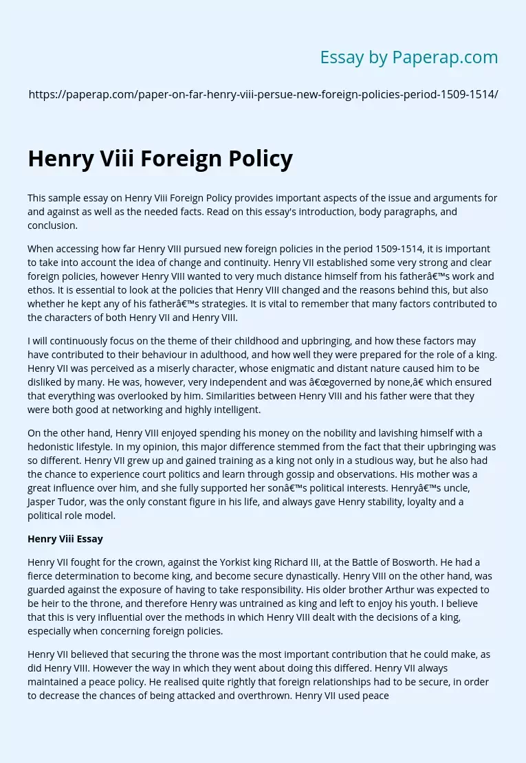 Henry Viii Foreign Policy