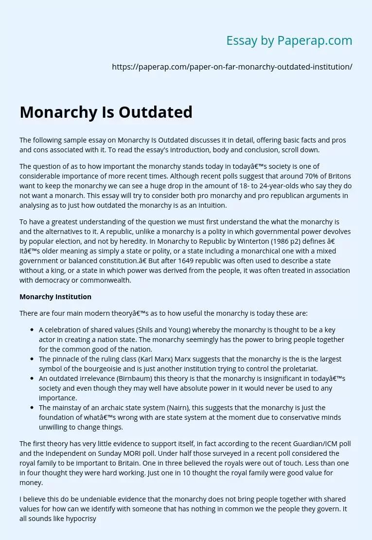 Monarchy Is Outdated