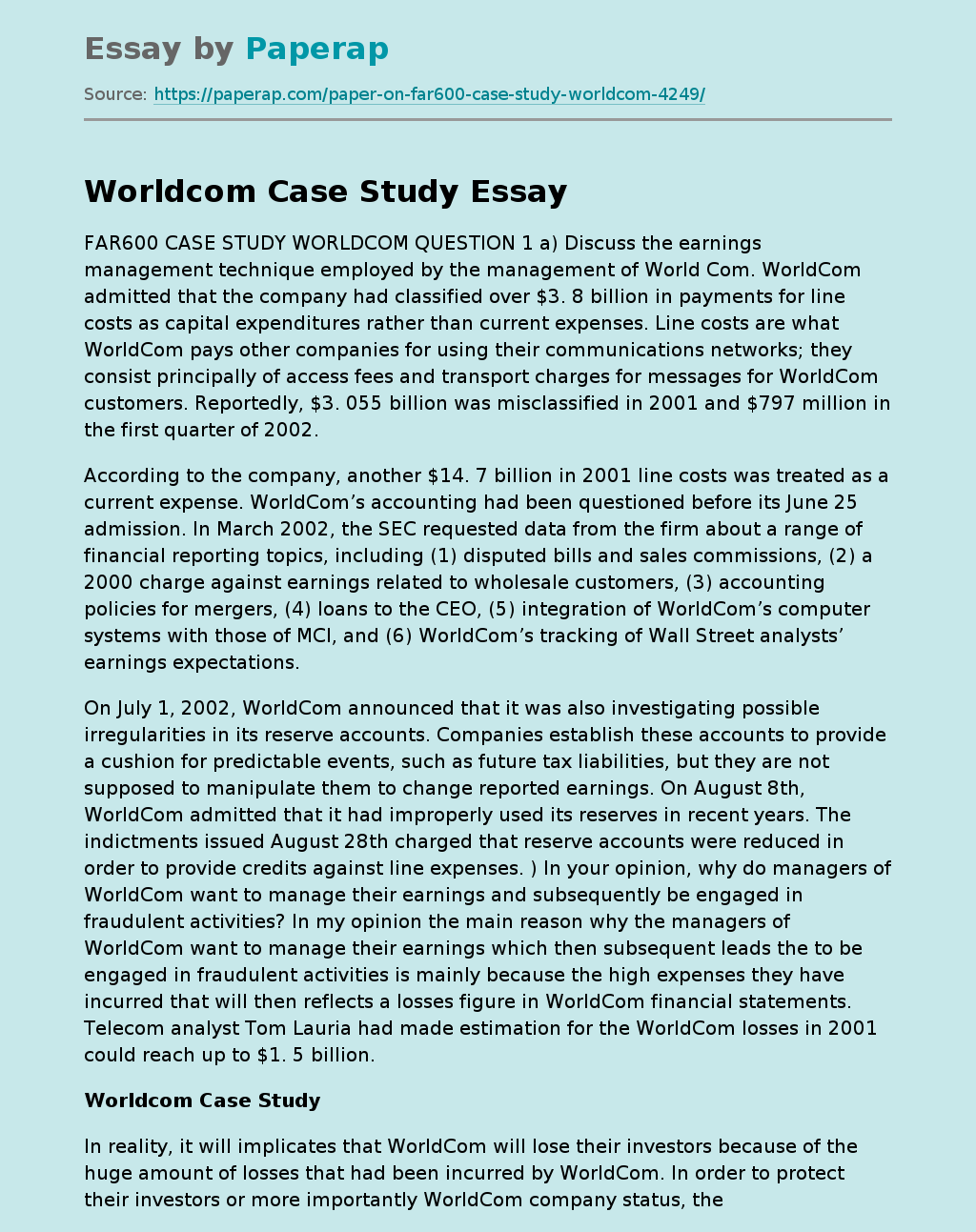 Worldcom Case Study