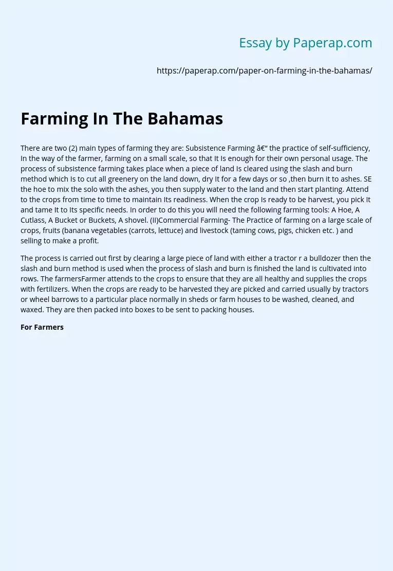 Farming In The Bahamas