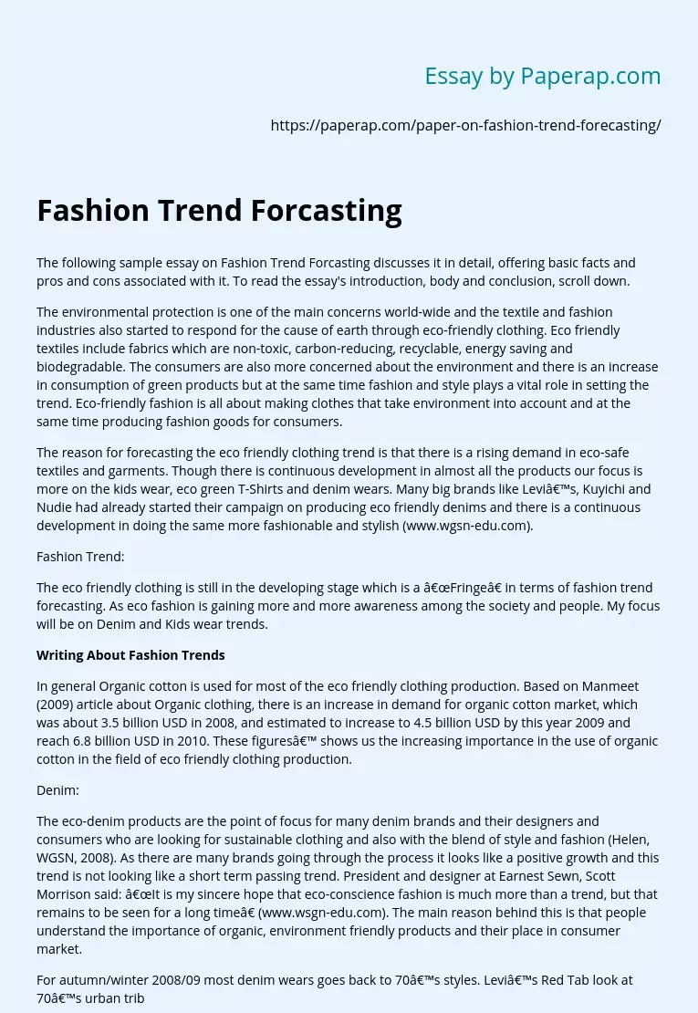 Fashion Trend Forcasting