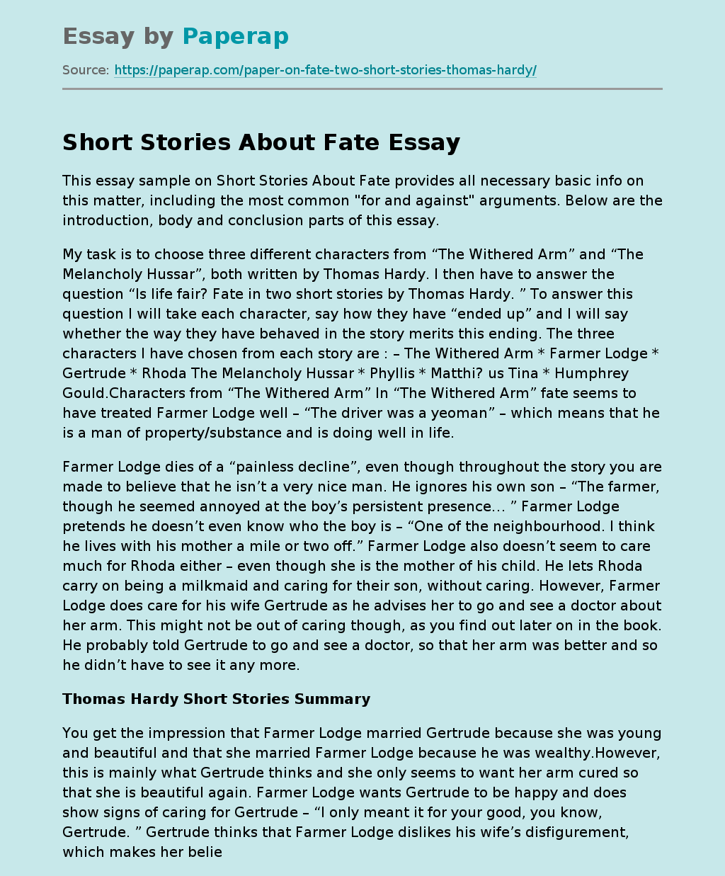 Short Stories About Fate