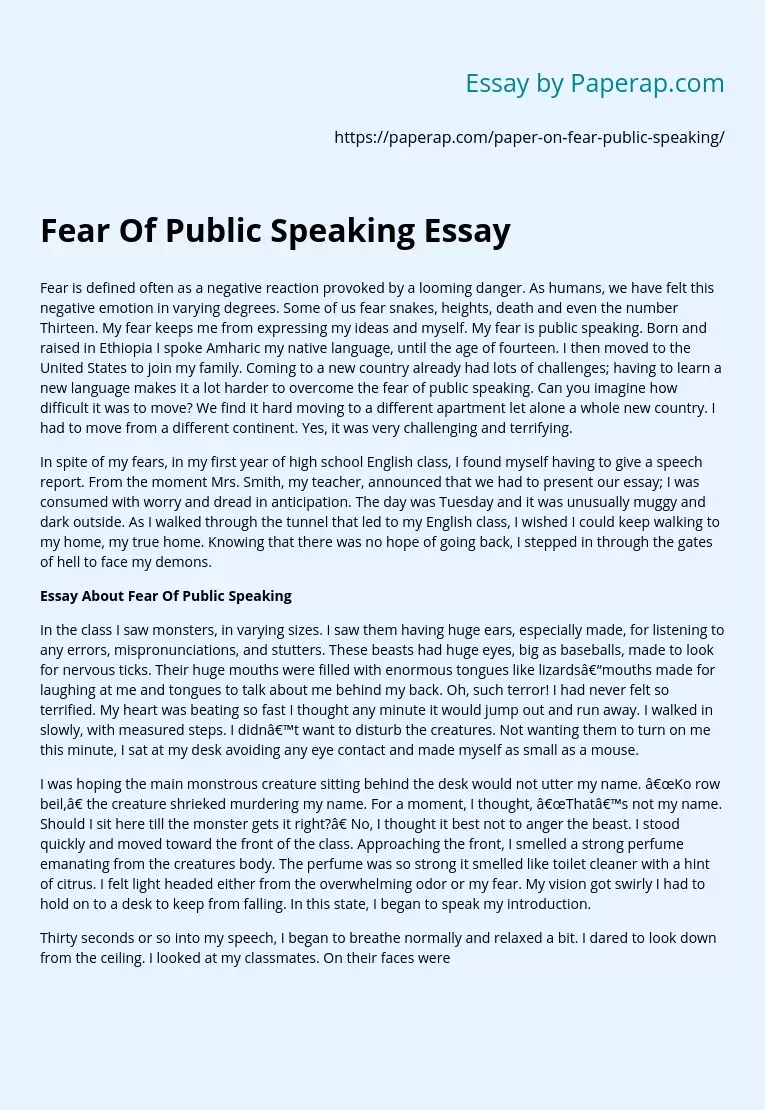 Fear Of Public Speaking Essay