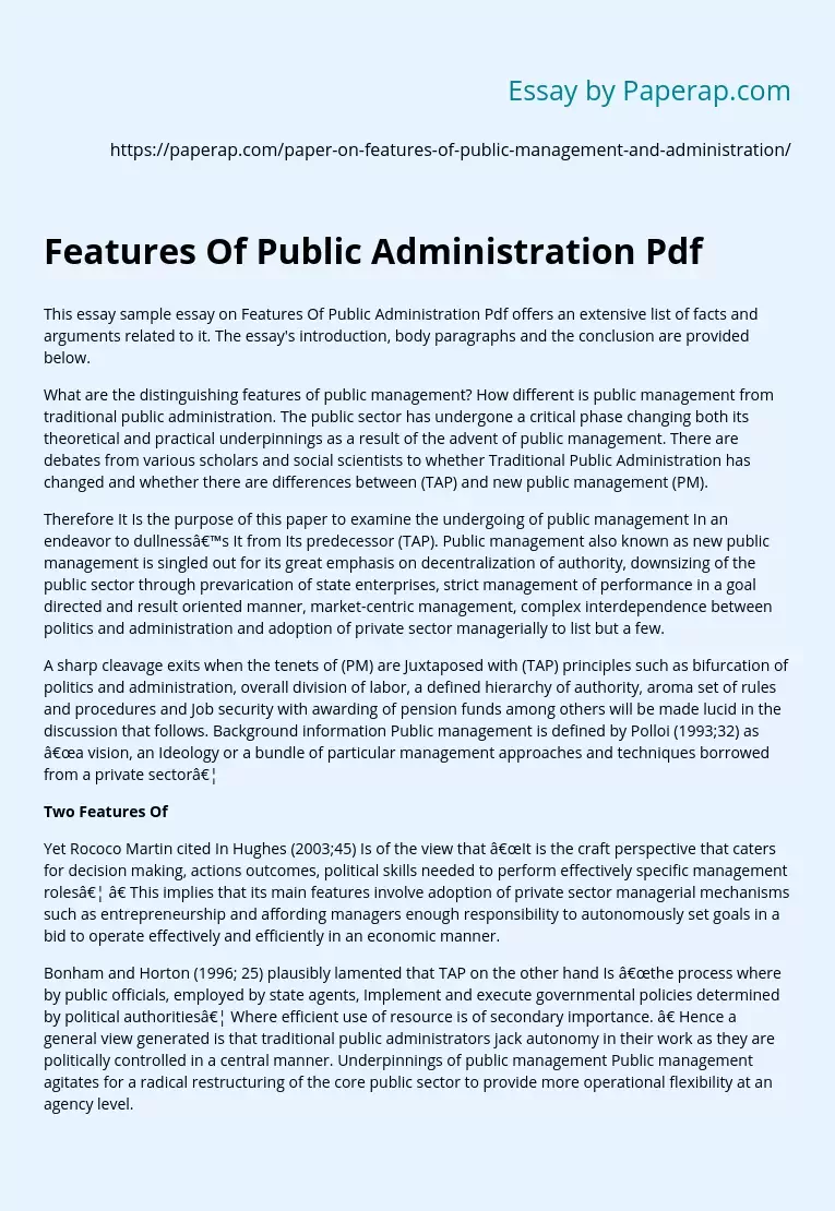 Features Of Public Administration Pdf