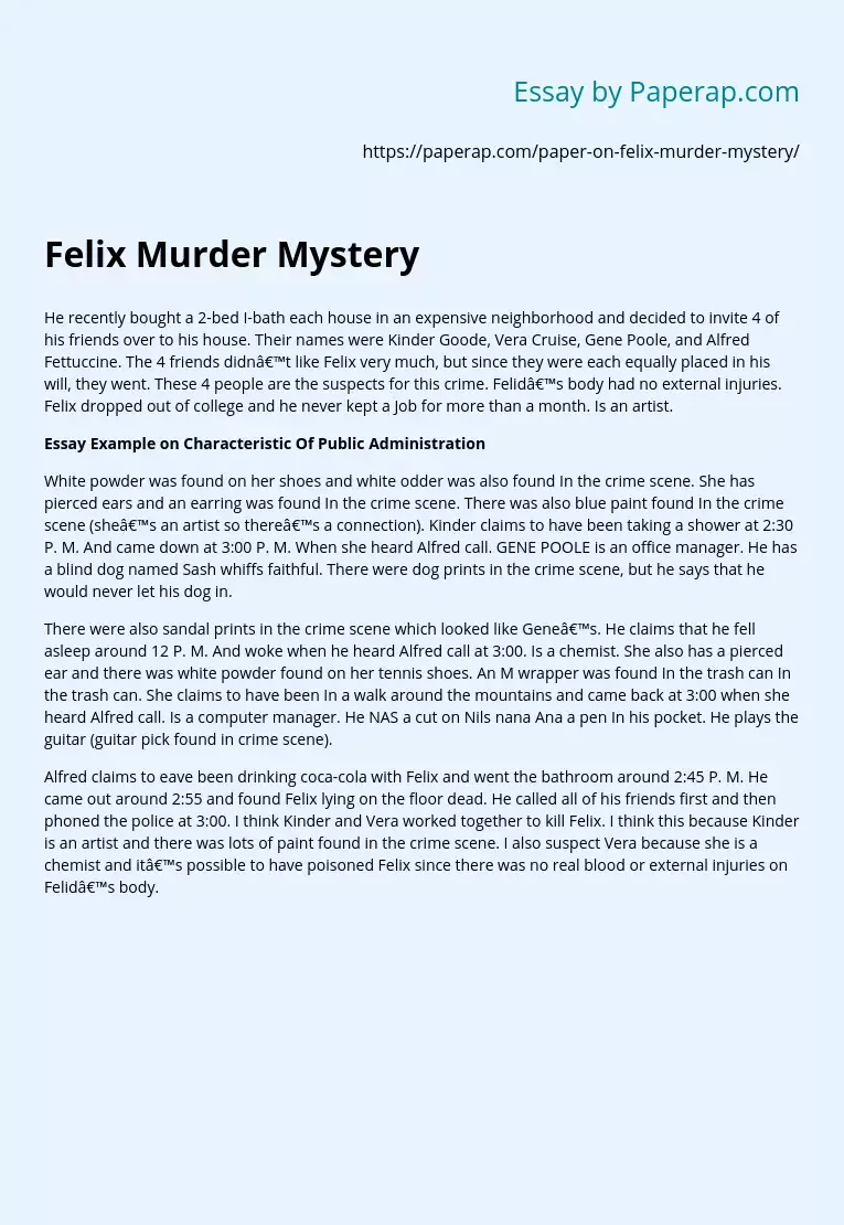 Felix Murder Mystery