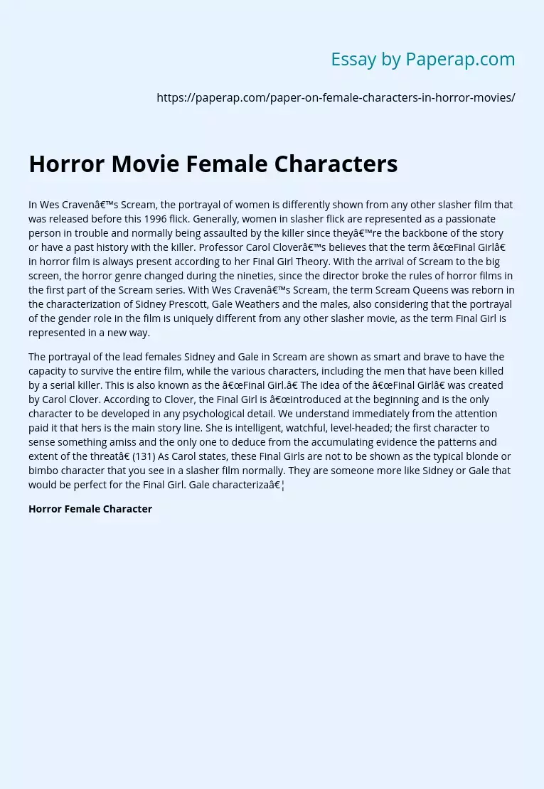 Horror Movie Female Characters