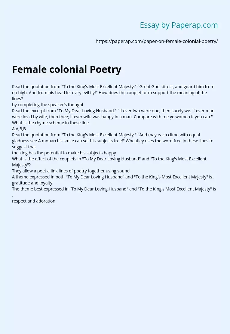 Female colonial Poetry