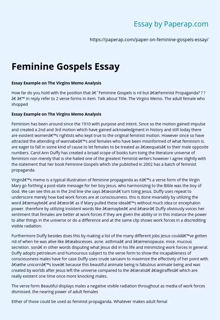 Feminine Gospels Essay