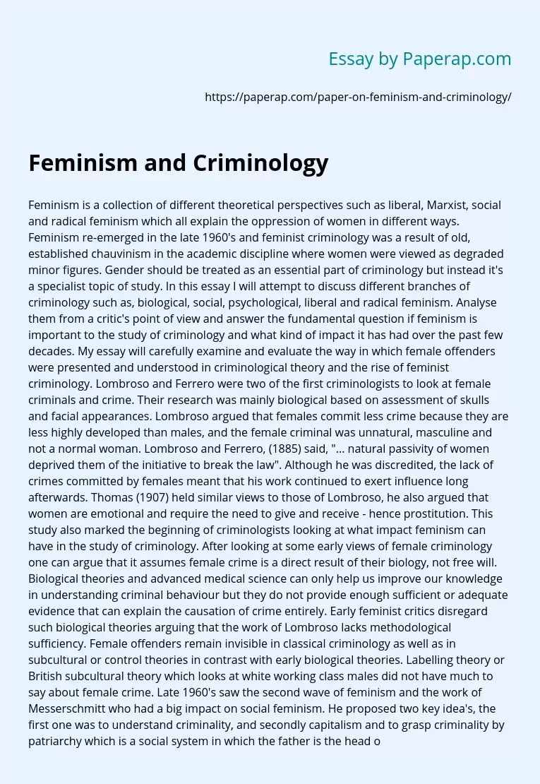Feminism and Criminology