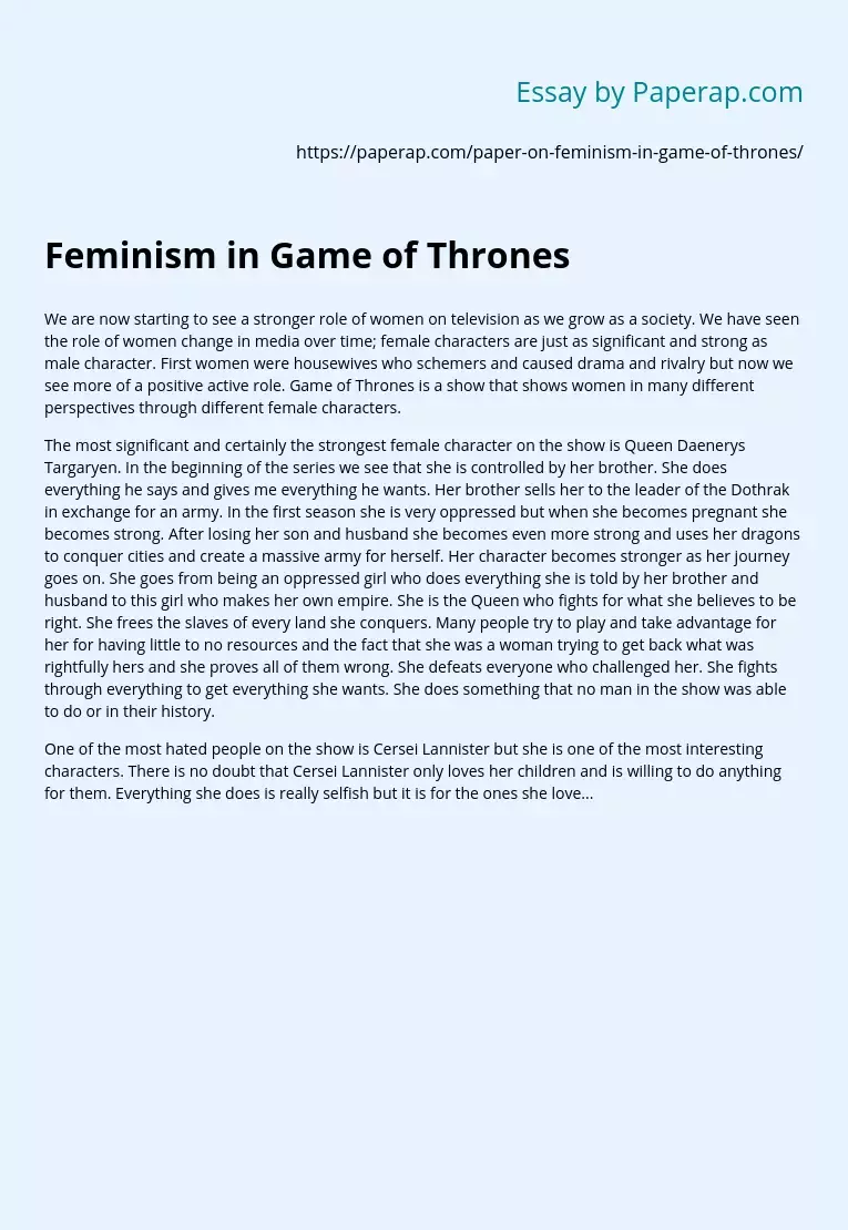 Feminism in Game of Thrones