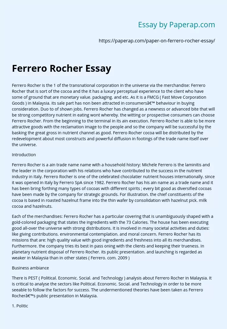 Ferrero Rocher Essay