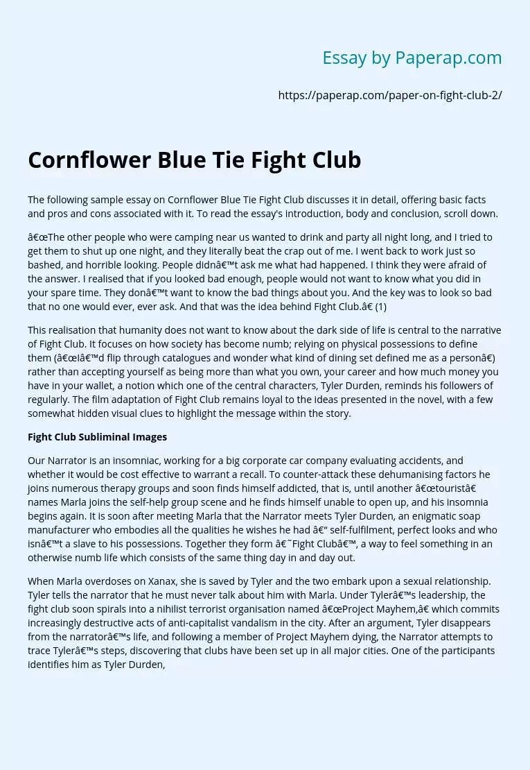 Cornflower Blue Tie Fight Club
