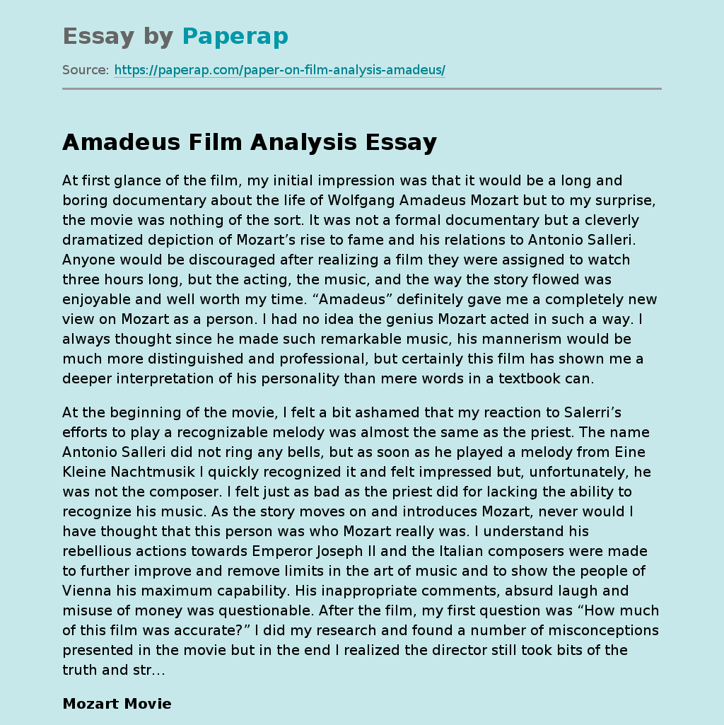 Amadeus Film Analysis