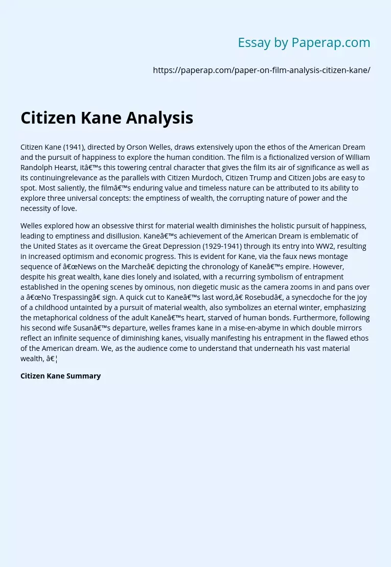 Citizen Kane Analysis