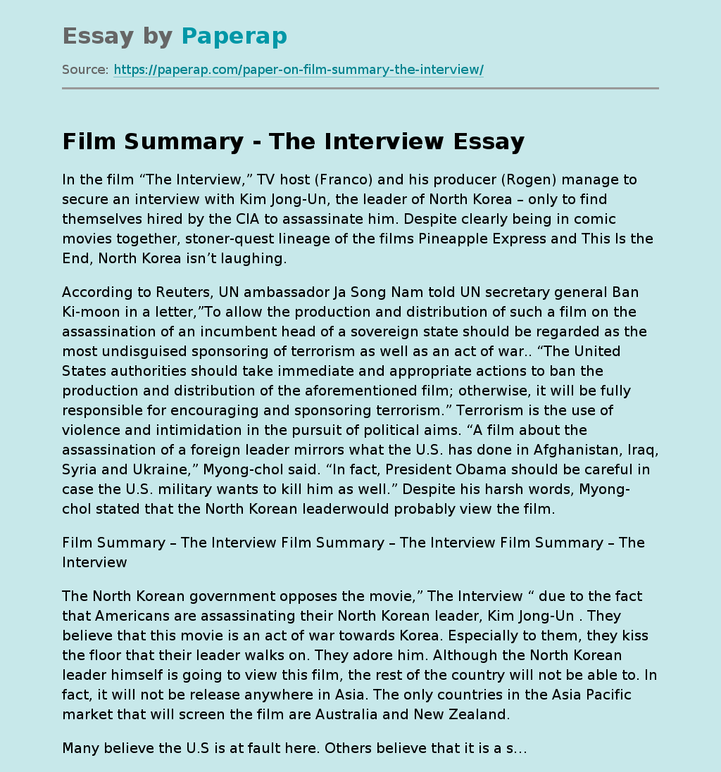 Film Summary - The Interview