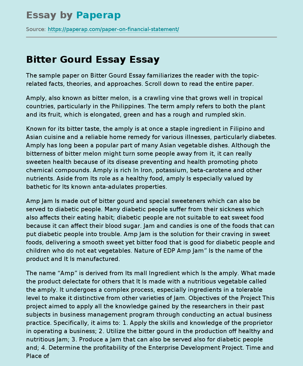 Bitter Gourd Essay