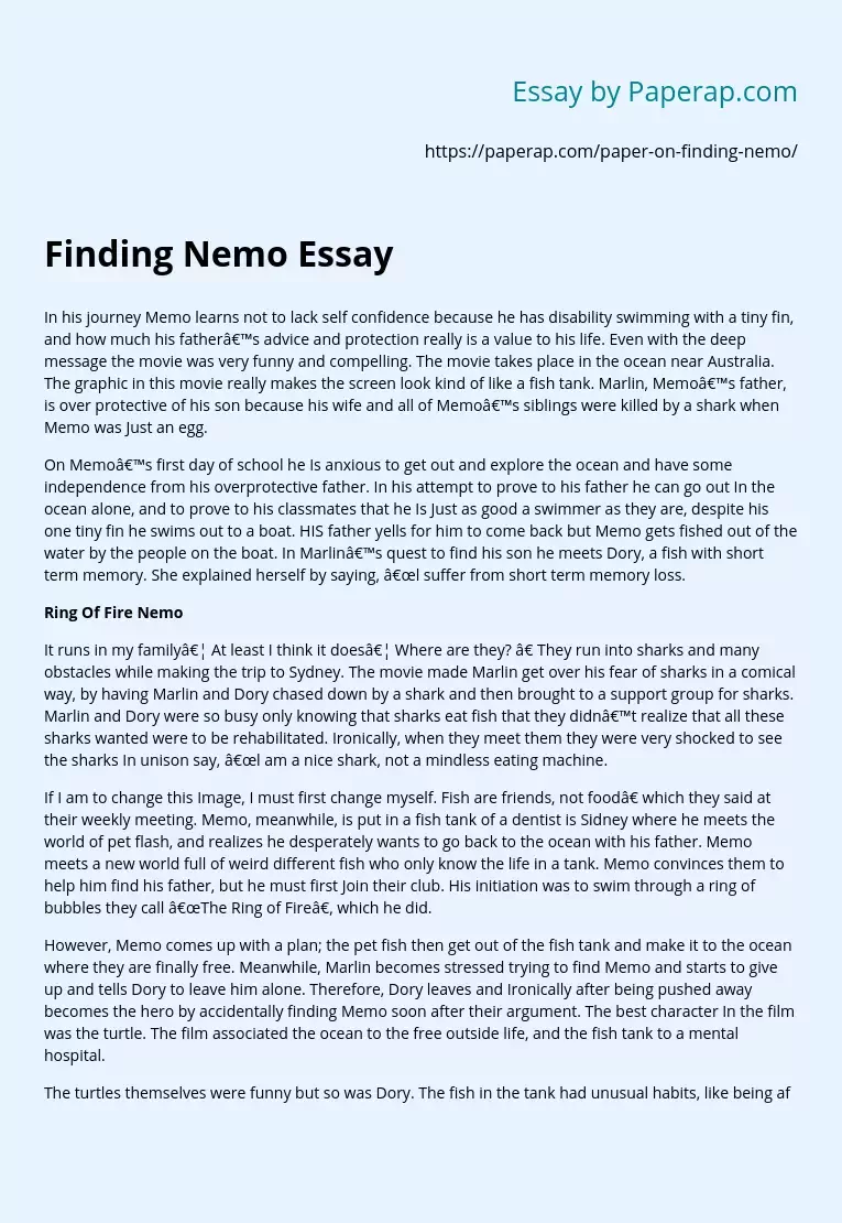 finding nemo character analysis