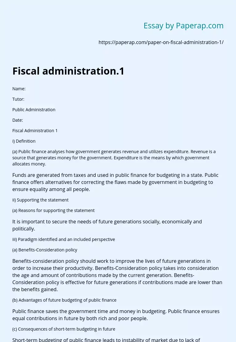 Fiscal administration.1