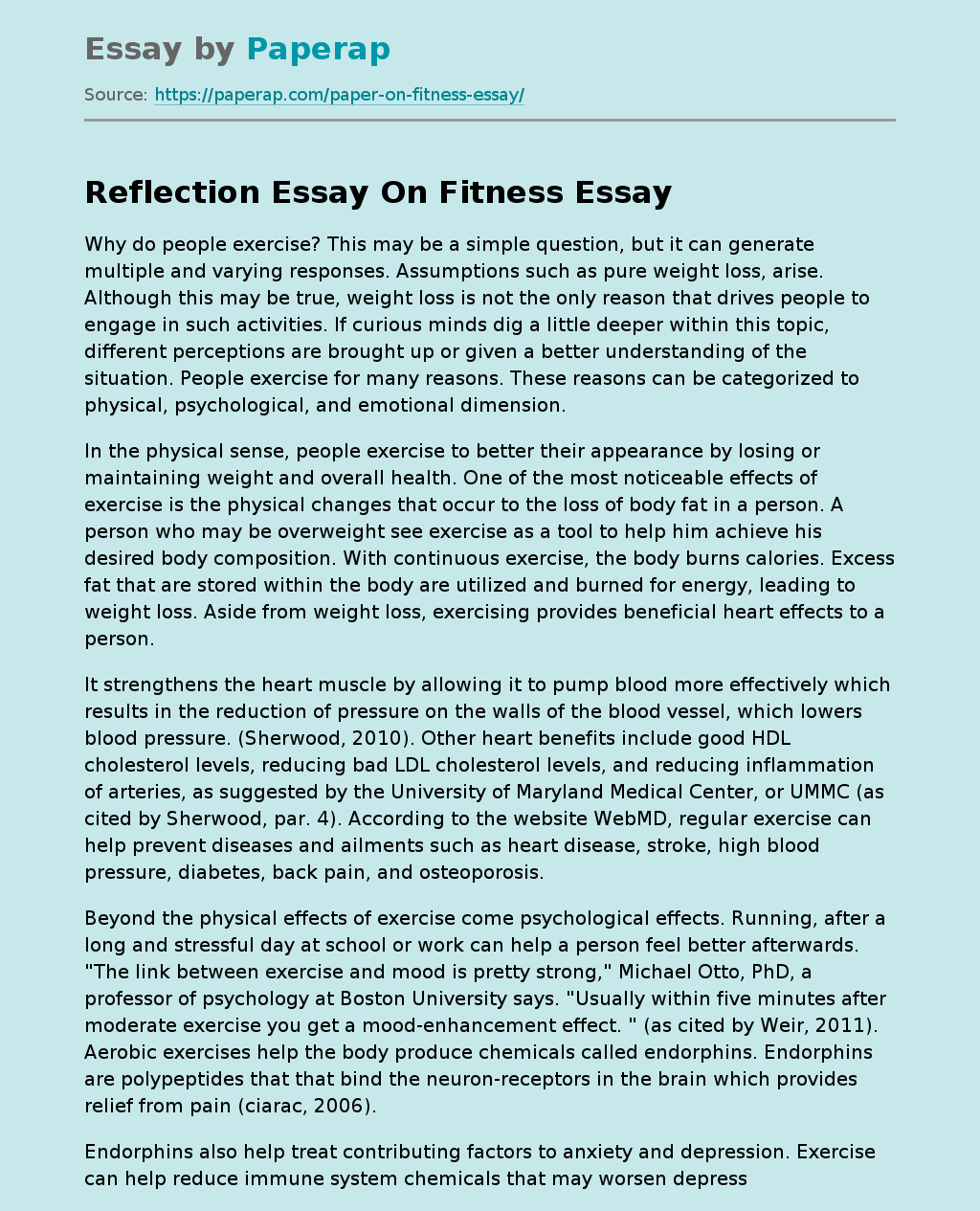 what is the fitness essay