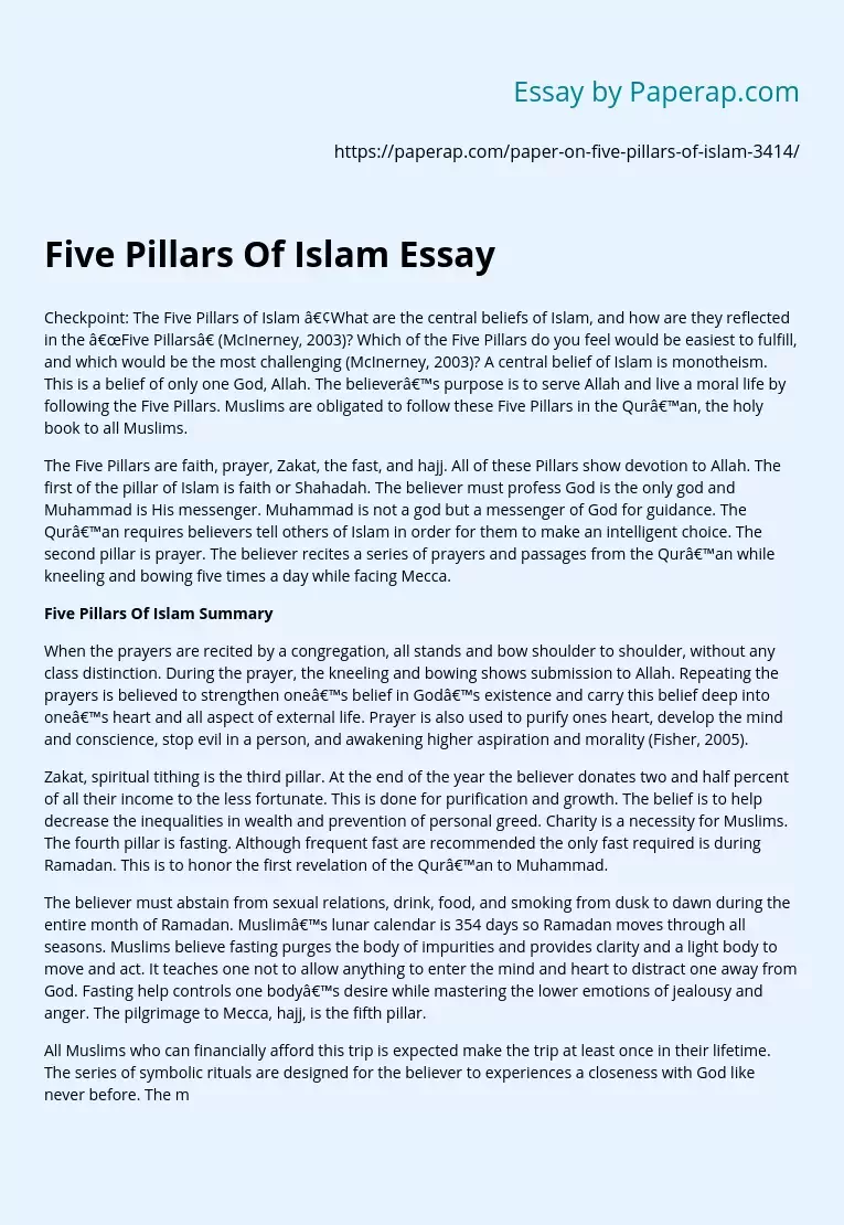 Five Pillars Of Islam Essay
