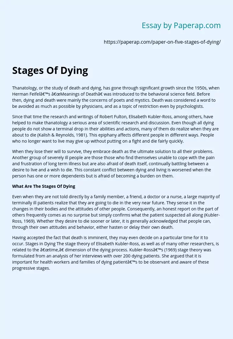 Stages Of Dying