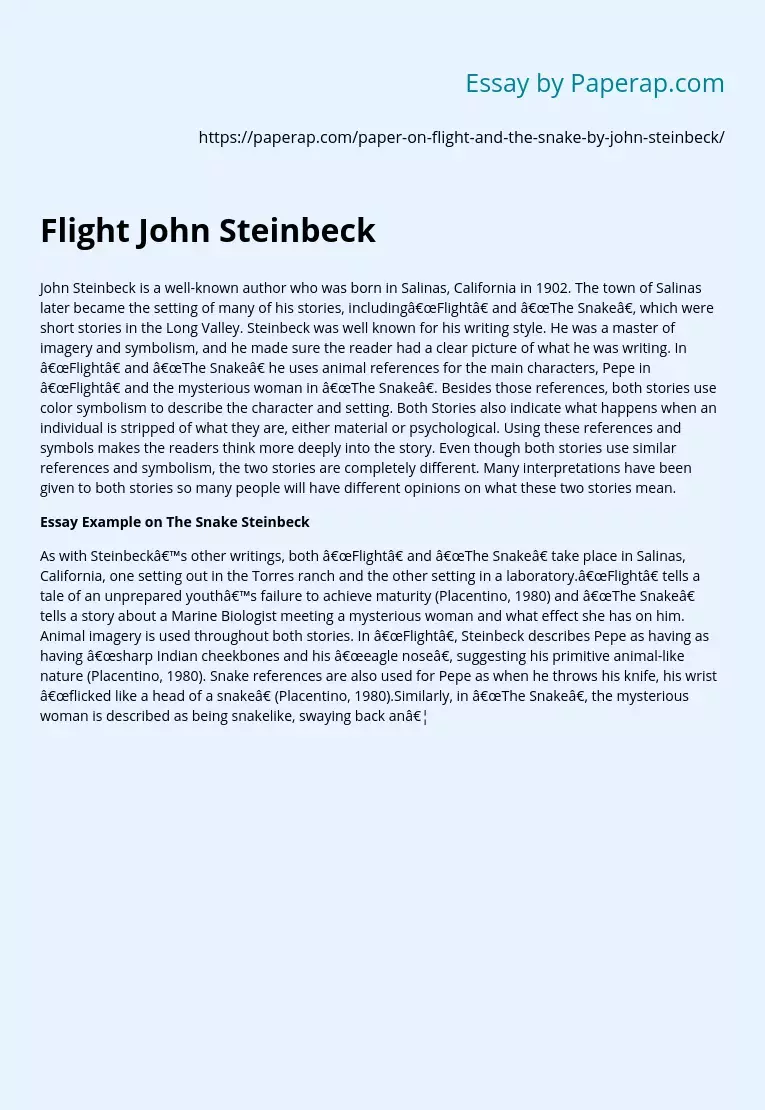 Flight John Steinbeck
