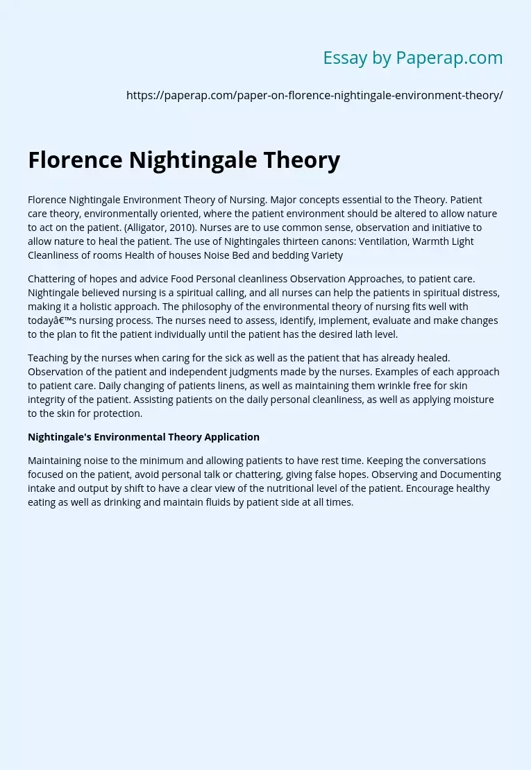 florence nightingale theory