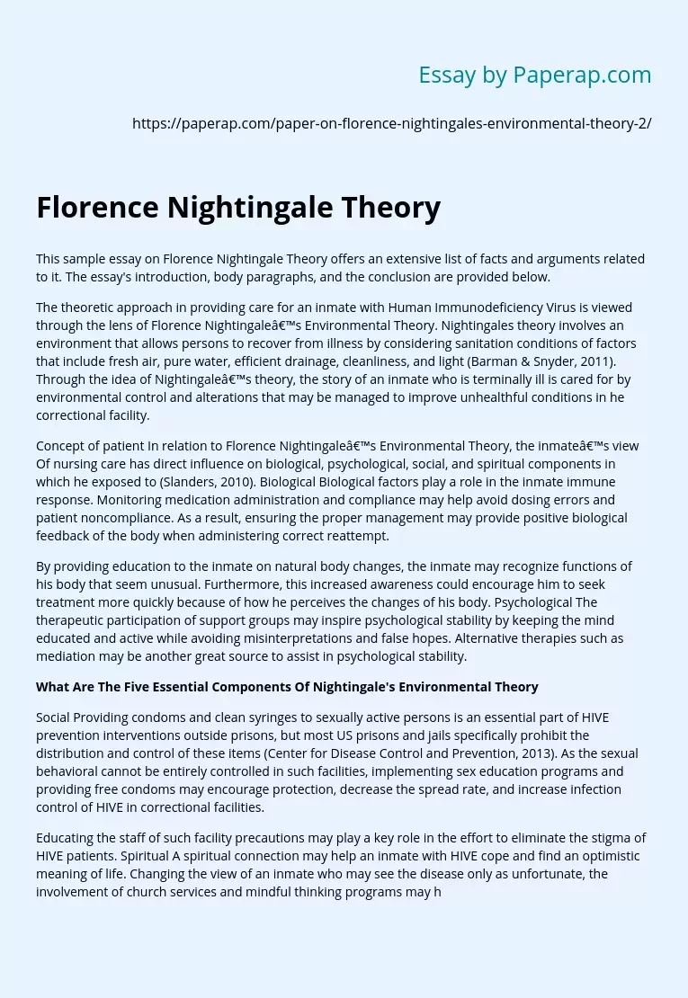 Florence Nightingale Theory