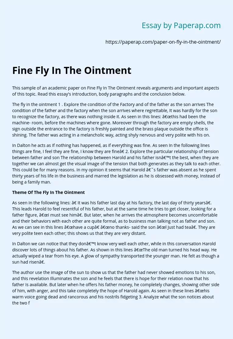 Fine Fly In The Ointment