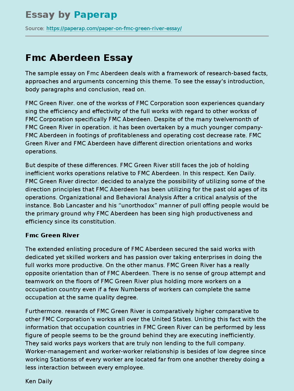 Fmc Aberdeen