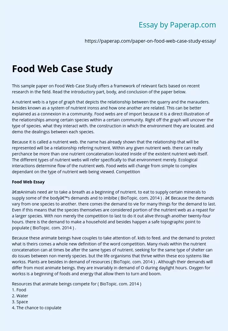Food Web Case Study