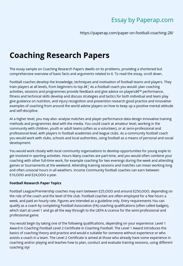 Coaching Research Papers